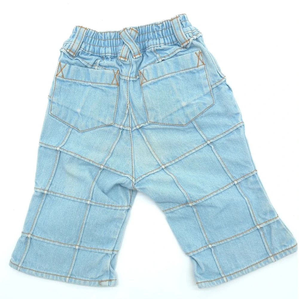 Baby Gap Denim Jeans Grid Stitched Light Wash Vintage‎ 6-12 Months Boys Girls